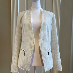 NWT Premise White Pin Dot Open Blazer w/ Zip Pockets Size 6